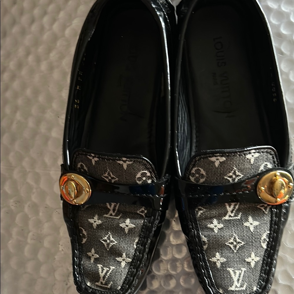 Louis Vuitton Black and Gray Loafers